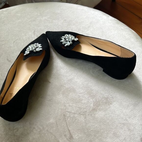 American Glamour 7.5 Blk Velvet Gem Loafers EUC - Picture 7 of 9